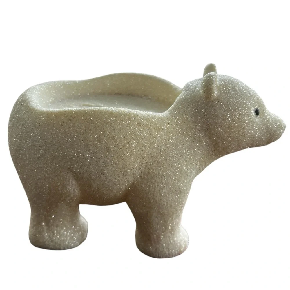 Bath & Body Works Glitter White Polar Bear 3 Wick Candleholder Pedestal